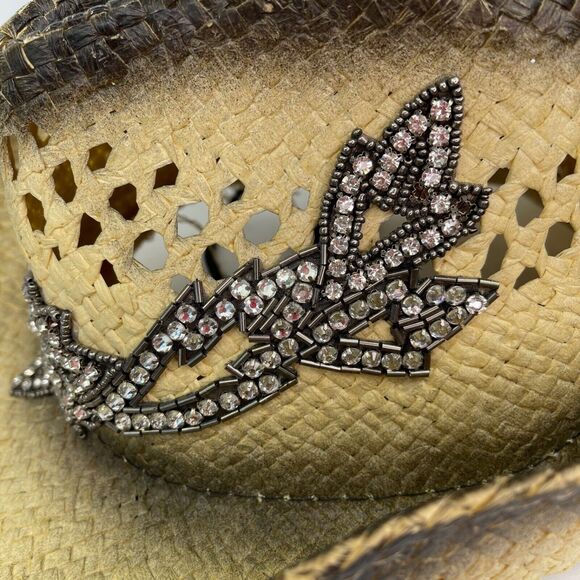 Olive and Pique Rhinestone Paper Rancher Cowboy Hat Country Western Women\'s OS main image 16
